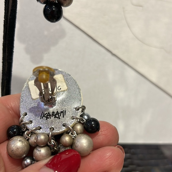 Vintage IKARAMI Black White & Gray Statement Earrings-Boutique - Picture 3 of 5